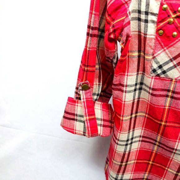 Rhapsody Western Snap Button Long Sleeve Button Down Shirt Red Plaid. Size M/M.. - Picture 2 of 12